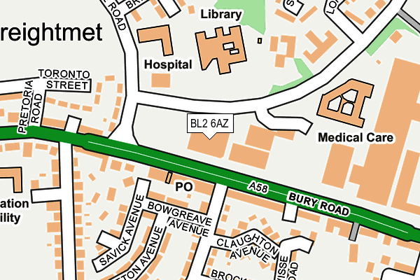 BL2 6AZ map - OS OpenMap – Local (Ordnance Survey)
