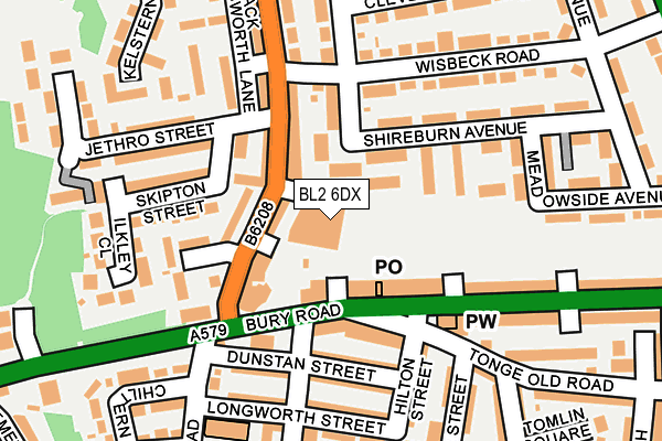 BL2 6DX map - OS OpenMap – Local (Ordnance Survey)
