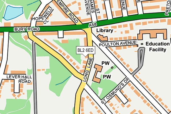 BL2 6ED map - OS OpenMap – Local (Ordnance Survey)