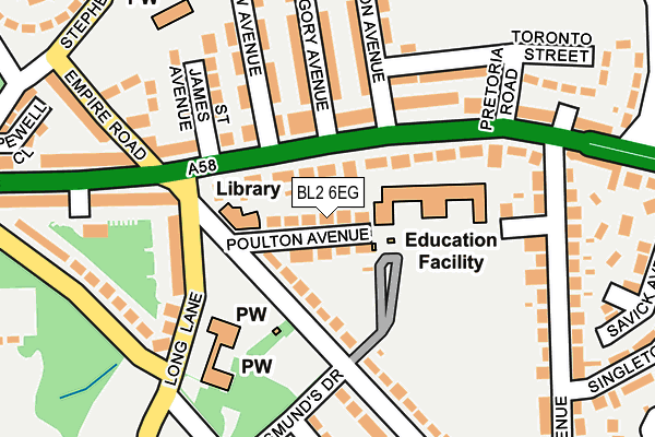BL2 6EG map - OS OpenMap – Local (Ordnance Survey)