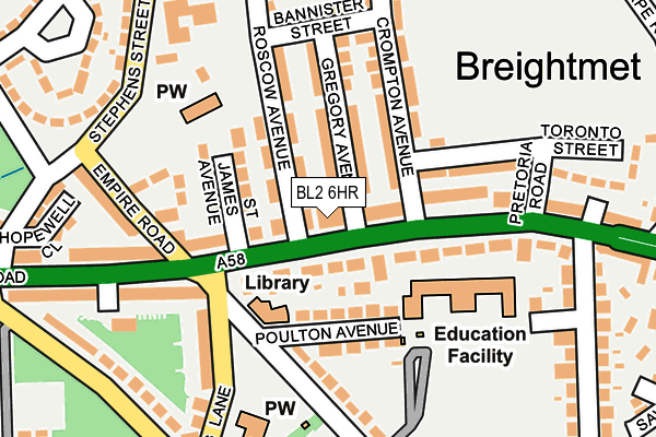 BL2 6HR map - OS OpenMap – Local (Ordnance Survey)