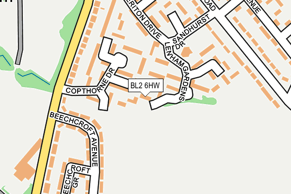 BL2 6HW map - OS OpenMap – Local (Ordnance Survey)