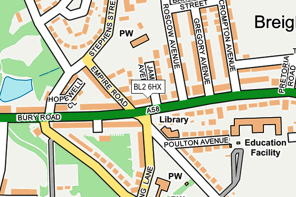 BL2 6HX map - OS OpenMap – Local (Ordnance Survey)