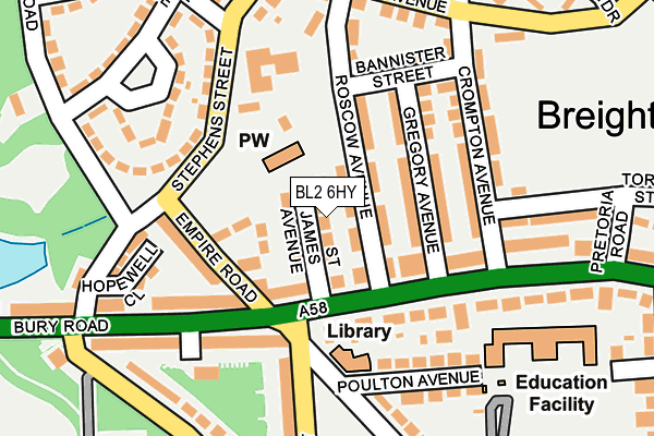 BL2 6HY map - OS OpenMap – Local (Ordnance Survey)