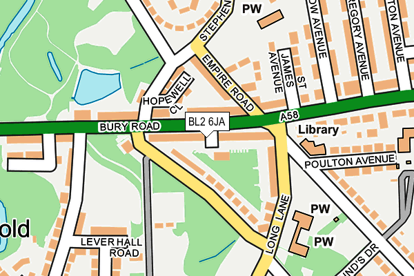 BL2 6JA map - OS OpenMap – Local (Ordnance Survey)