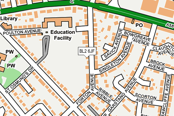 BL2 6JF map - OS OpenMap – Local (Ordnance Survey)