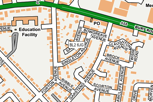 BL2 6JG map - OS OpenMap – Local (Ordnance Survey)