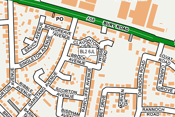 BL2 6JL map - OS OpenMap – Local (Ordnance Survey)