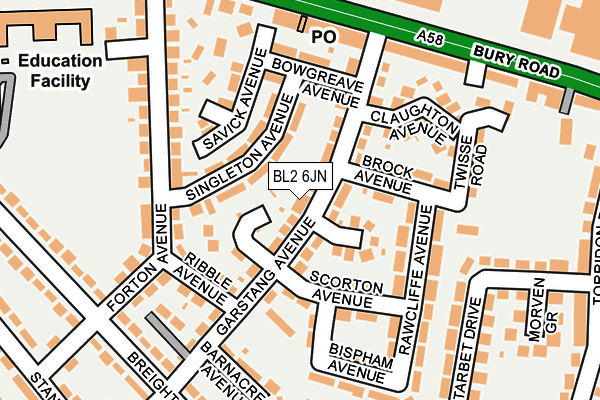 BL2 6JN map - OS OpenMap – Local (Ordnance Survey)