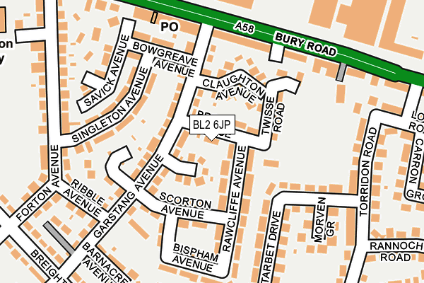 BL2 6JP map - OS OpenMap – Local (Ordnance Survey)