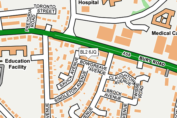 BL2 6JQ map - OS OpenMap – Local (Ordnance Survey)