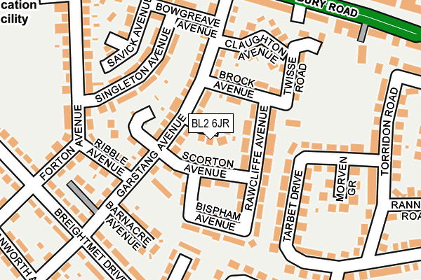 BL2 6JR map - OS OpenMap – Local (Ordnance Survey)
