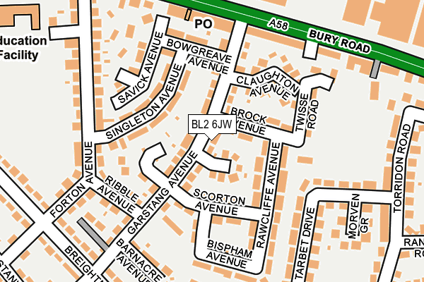 BL2 6JW map - OS OpenMap – Local (Ordnance Survey)