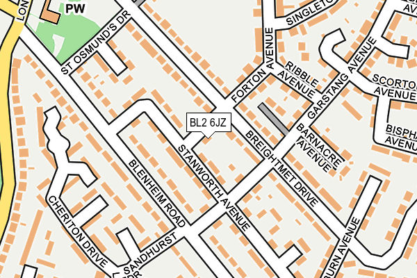 BL2 6JZ map - OS OpenMap – Local (Ordnance Survey)