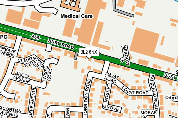 BL2 6NX map - OS OpenMap – Local (Ordnance Survey)