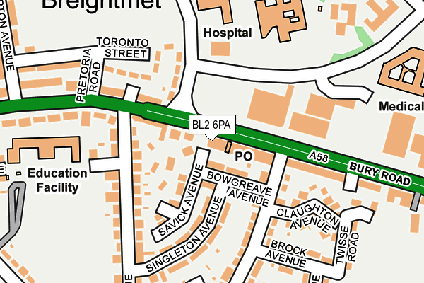 BL2 6PA map - OS OpenMap – Local (Ordnance Survey)