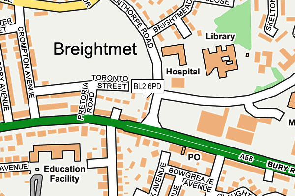 BL2 6PD map - OS OpenMap – Local (Ordnance Survey)