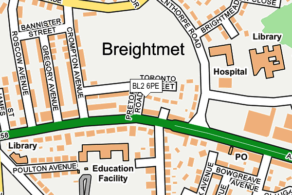 BL2 6PE map - OS OpenMap – Local (Ordnance Survey)