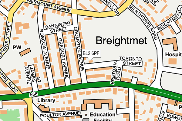 BL2 6PF map - OS OpenMap – Local (Ordnance Survey)
