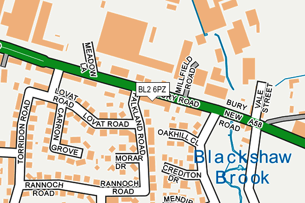 BL2 6PZ map - OS OpenMap – Local (Ordnance Survey)