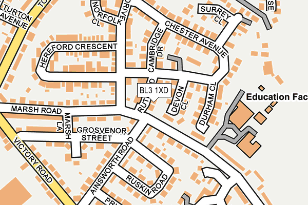 BL3 1XD map - OS OpenMap – Local (Ordnance Survey)