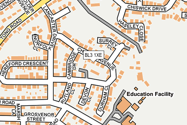 BL3 1XE map - OS OpenMap – Local (Ordnance Survey)