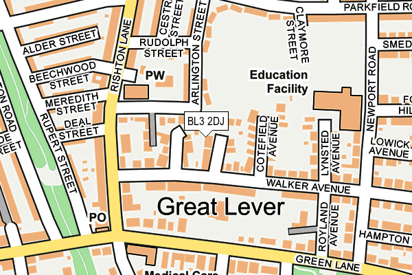 BL3 2DJ map - OS OpenMap – Local (Ordnance Survey)