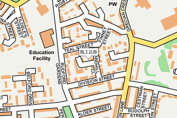 BL3 2UB map - OS OpenMap – Local (Ordnance Survey)