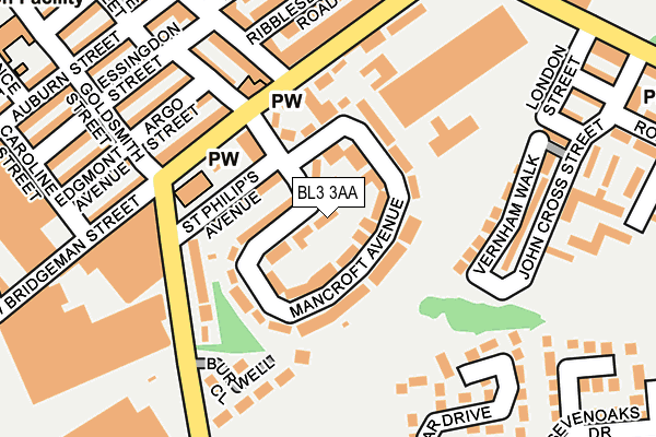BL3 3AA map - OS OpenMap – Local (Ordnance Survey)