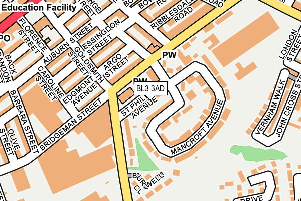 BL3 3AD map - OS OpenMap – Local (Ordnance Survey)