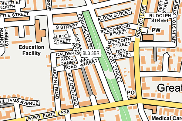 BL3 3BR map - OS OpenMap – Local (Ordnance Survey)
