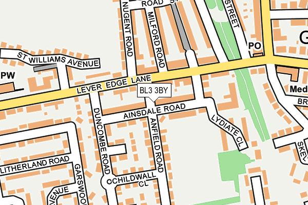 BL3 3BY map - OS OpenMap – Local (Ordnance Survey)