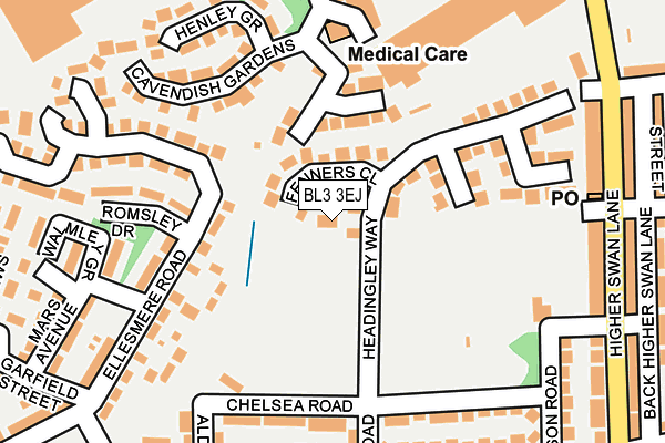 BL3 3EJ map - OS OpenMap – Local (Ordnance Survey)