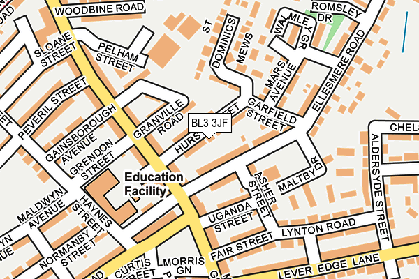 BL3 3JF map - OS OpenMap – Local (Ordnance Survey)