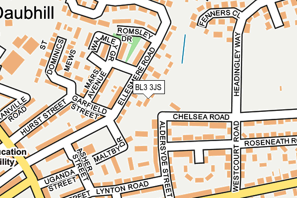 BL3 3JS map - OS OpenMap – Local (Ordnance Survey)