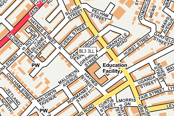 BL3 3LL map - OS OpenMap – Local (Ordnance Survey)