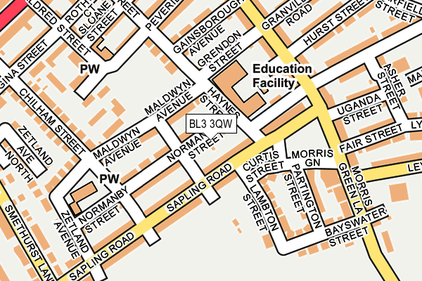 BL3 3QW map - OS OpenMap – Local (Ordnance Survey)