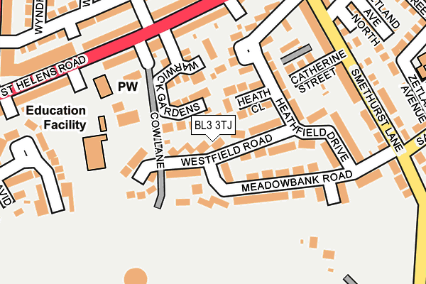 BL3 3TJ map - OS OpenMap – Local (Ordnance Survey)