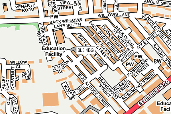 BL3 4BG map - OS OpenMap – Local (Ordnance Survey)