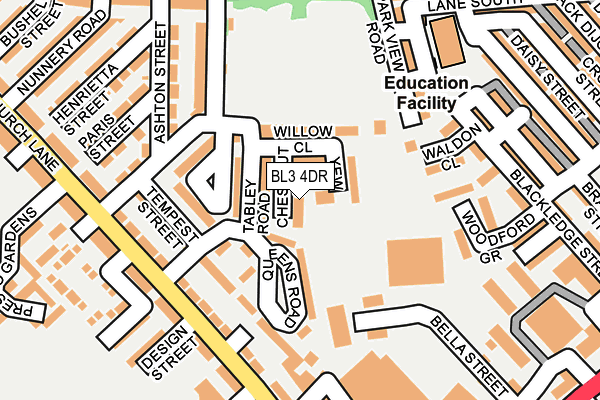 BL3 4DR map - OS OpenMap – Local (Ordnance Survey)