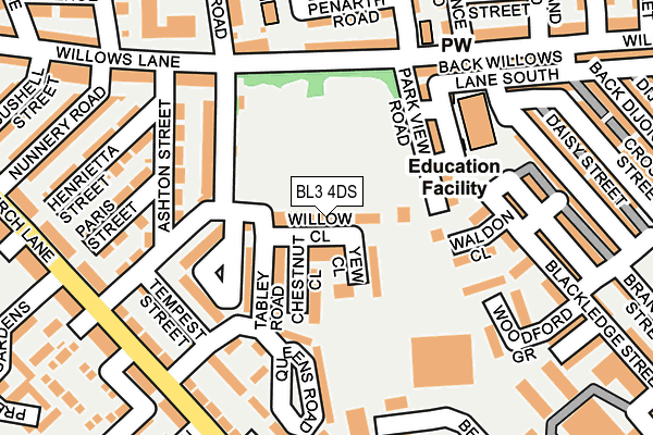 BL3 4DS map - OS OpenMap – Local (Ordnance Survey)