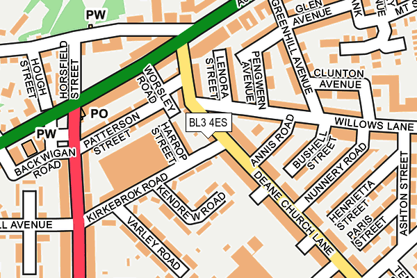 BL3 4ES map - OS OpenMap – Local (Ordnance Survey)