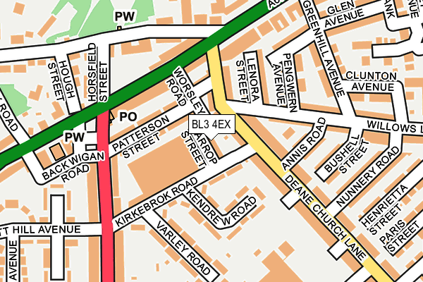 BL3 4EX map - OS OpenMap – Local (Ordnance Survey)