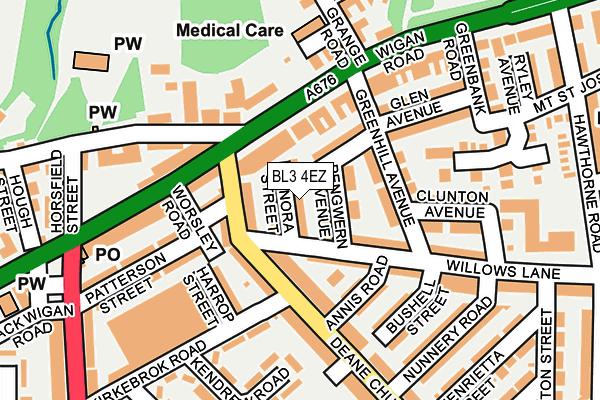 BL3 4EZ map - OS OpenMap – Local (Ordnance Survey)