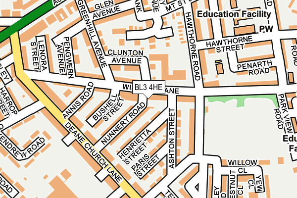 BL3 4HE map - OS OpenMap – Local (Ordnance Survey)