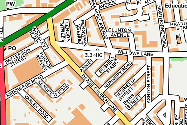 BL3 4HG map - OS OpenMap – Local (Ordnance Survey)