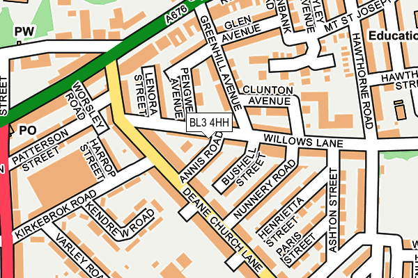 BL3 4HH map - OS OpenMap – Local (Ordnance Survey)