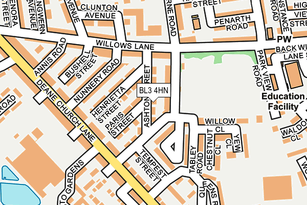 BL3 4HN map - OS OpenMap – Local (Ordnance Survey)