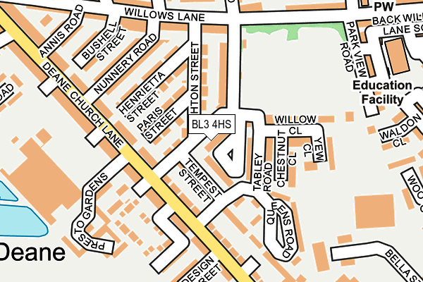 BL3 4HS map - OS OpenMap – Local (Ordnance Survey)