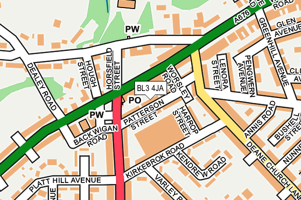 BL3 4JA map - OS OpenMap – Local (Ordnance Survey)